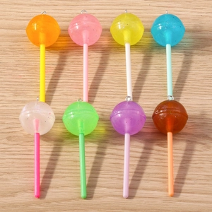 Ciondoli in Resina a Forma di Lecca-lecca Kawaii per Creazione Gioielli Fai-da-te Pendenti in Cibo Simulato Glitterati