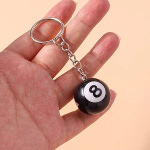 Porte-clés Créatif Billard Boule 8 Noire Simulation Boule de Billard Pendentif Thème Sportif Ornement de Sac Suspendu