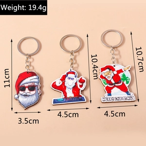 Detailed dimensions of Santa Claus acrylic keychains with weight and size specifications