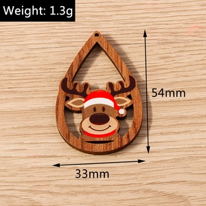 Colgante de madera gota de Navidad con reno de 54mm x 33mm y un peso de 1,3g