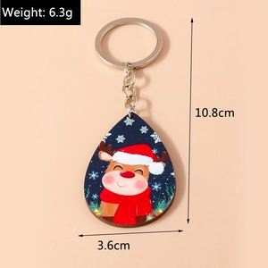 Portachiavi natalizio in legno con renna, dimensioni 10,8cm e peso leggero di 6,3g