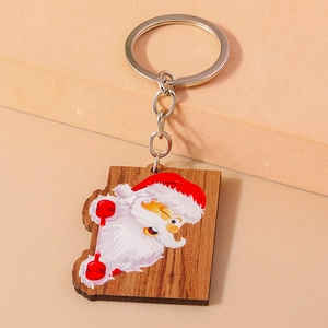 Weihnachtlicher Schlüsselanhänger aus Holz mit Weihnachtsmann und Arizona-Landkarte