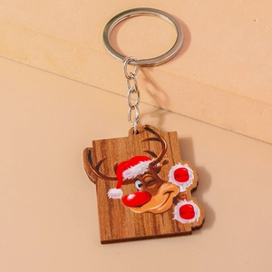Weihnachts Schlüsselanhänger aus Holz mit Rentier Motiv und festlichem Design für Schlüssel