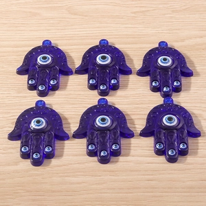 Détails de pendentifs Main de Fatma bleus translucides avec motif Œil Bleu pour bijoux DIY