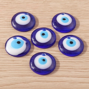 Détails de 6 breloques œil bleu en résine pour la création de bijoux DIY