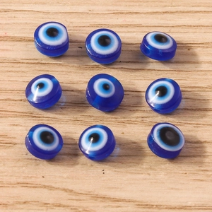 Evil Eye Resin Beads For DIY Jewelry Making Deep Blue Nazar Flat Round Spacers For Handmade Bracelet Necklace Accessories Bulk Pack