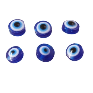 Pack of 6 translucent royal blue resin evil eye flat round beads for DIY jewelry making