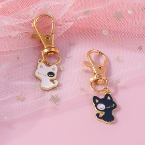 Médaille d'Identité Chat de Dessin Animé en Alliage Émail Pendentif pour Collier Chien Chat Accessoires Porte-Clés Bijoux