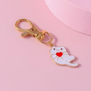 Cartoon Cat With Red Heart Pet Charm Pendant And Pink Paw Print Collar For Cat Dog Pet Accessories Jewelry
