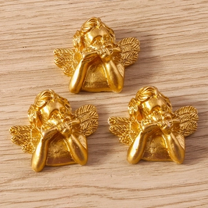 Golden cherub angel pendants with wings for DIY jewelry making and home decor accessories