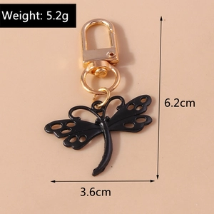 Détails de taille du porte-clés libellé noire avec longueur 6,2cm et poids 5,2g