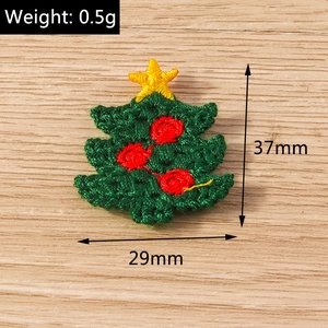 Handmade crochet Christmas tree patch with measurements 37x29mm for DIY crafts