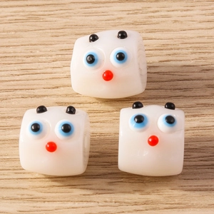 DIY resin jewelry beads with cute cartoon bird design and unique blue eyes in white finish