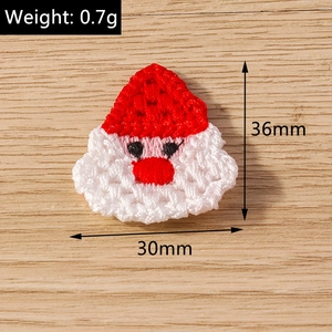 Detail showing 36mm crochet Santa Claus pendant with red and white knitted texture