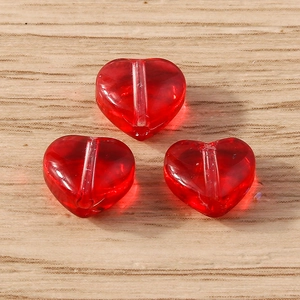 Set of transparent red heart acrylic beads with vertical hole for DIY jewelry making