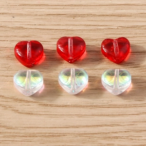 Colorful acrylic heart beads in red and iridescent styles for DIY jewelry making crafts
