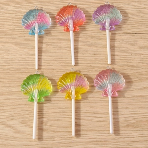Gradient Resin Shell Lollipop Pendants Colorful Lacquered DIY Jewelry Making Accessories Craft Charms For Keychain Necklace