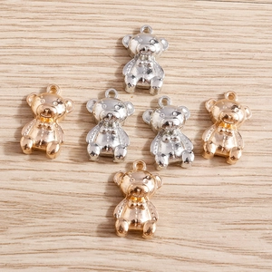 DIY jewelry making pendants with cute teddy bear charms in gold and silver finish
