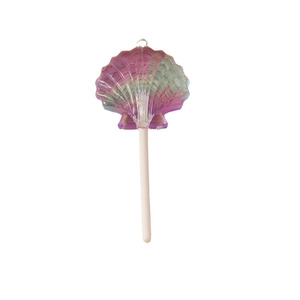 Lollipop shape shell resin charm with gradient purple and teal colors on white background