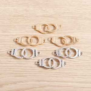 Fashion alloy handcuff jewelry pendants with freedom engraving in gold and silver finish