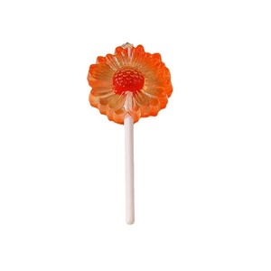 Orange resin daisy lollipop charm with sunflower petals and white handle for DIY jewelry