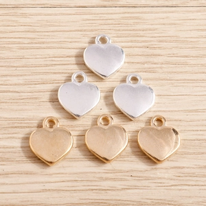 Polished alloy heart pendants in gold and silver finish for DIY jewelry making