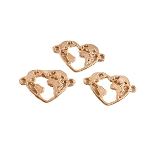 20pcs set of heart world map alloy charms with double loops for DIY jewelry making