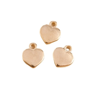 Minimalist gold plated alloy heart pendants in a set of three for DIY jewelry making