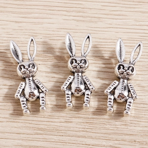 Antique Silver Alloy Rabbit Pendants Retro Distressed Animal Charms For DIY Jewelry Making Necklaces Bracelets Crafting