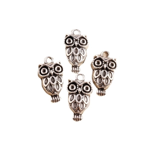 Set of 10 vintage silver alloy owl pendants for DIY jewelry making accessories