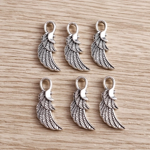 Vintage Antique Silver Zinc Alloy Wing Pendants For DIY Jewelry Making Feather Angel Wings Charms Jewelry Findings Accessories