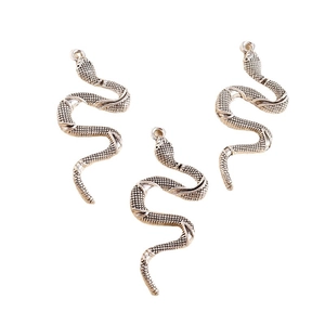 Vintage silver snake pendants with detailed scale texture for DIY jewelry making