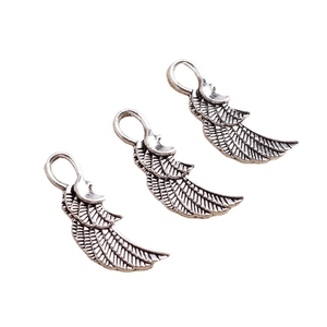 Antiqued silver alloy feather wing charms for DIY jewelry making and pendants