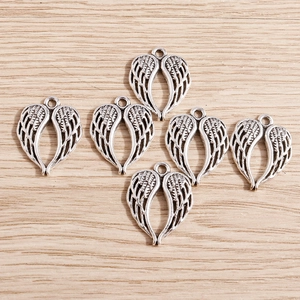 Lot de six pendentifs ailes d'ange en argent antique en alliage de zinc pour bijoux DIY
