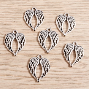 Pendentifs ailes d'ange en alliage argenté vintage avec cœur pour création bijoux DIY