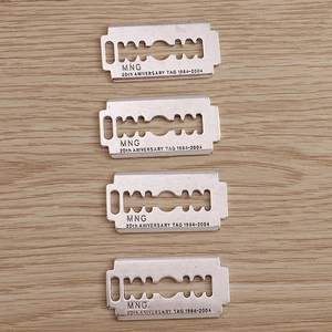 Alloy Razor Blade Pendant Engraved Anniversary Tag DIY Jewelry Making Accessory For Unisex Fashion Necklaces Silver Charm