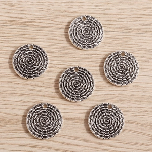 Set of retro silver woven spiral alloy charms for DIY necklaces and earrings