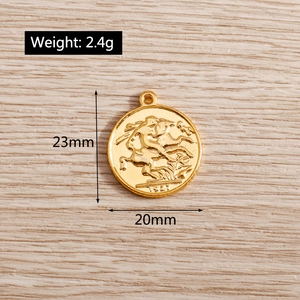 Pendentif pièce en alliage doré avec motif cavalier 1927 pour création bijoux DIY