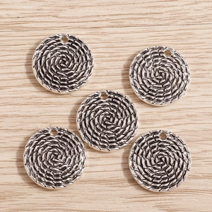 Vintage style round braided texture DIY jewelry pendants in antique silver finish set