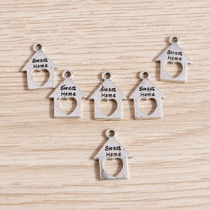 Ciondoli a forma di casa vintage in argento con incisione Sweet Home per gioielli