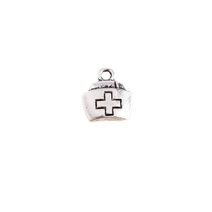 Silver vintage nurse hat alloy pendant with cross charm for DIY jewelry making