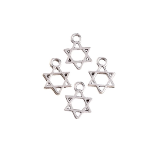 Bulk pack of antique silver hollow hexagram star charms for DIY jewelry and crafts