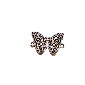 Hollow butterfly alloy pendant connector for DIY jewelry making with silver finish