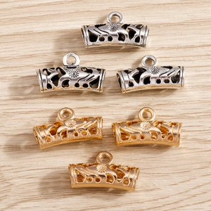Hollow elephant patterned alloy spacer beads for DIY jewelry in gold and silver