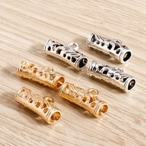 Hollow electroplated alloy tube beads for DIY jewelry making in gold and silver