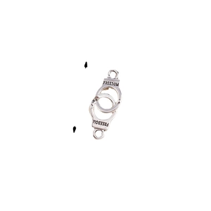 Freedom engraved silver-toned alloy handcuff charms for DIY jewelry making set