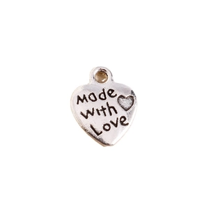 50 pieces of heart-shaped metal charms with Made with Love engraving for DIY jewelry making
