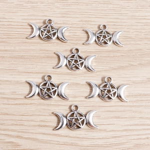 Pendentifs déesse triple lune en argent rétro avec pentagramme pour bijoux DIY