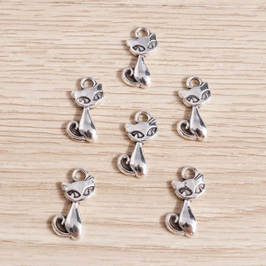 Vintage Silver Alloy Cat Animal Charm Pendants For DIY Jewelry Making Bracelet Necklace Accessories Handmade Crafts