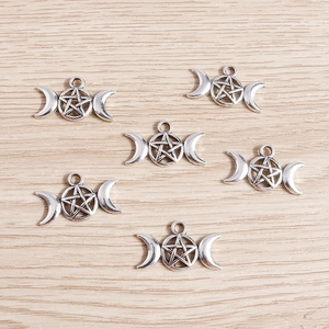 Pendentifs vintage en alliage argenté étoile et lune pour création de bijoux DIY